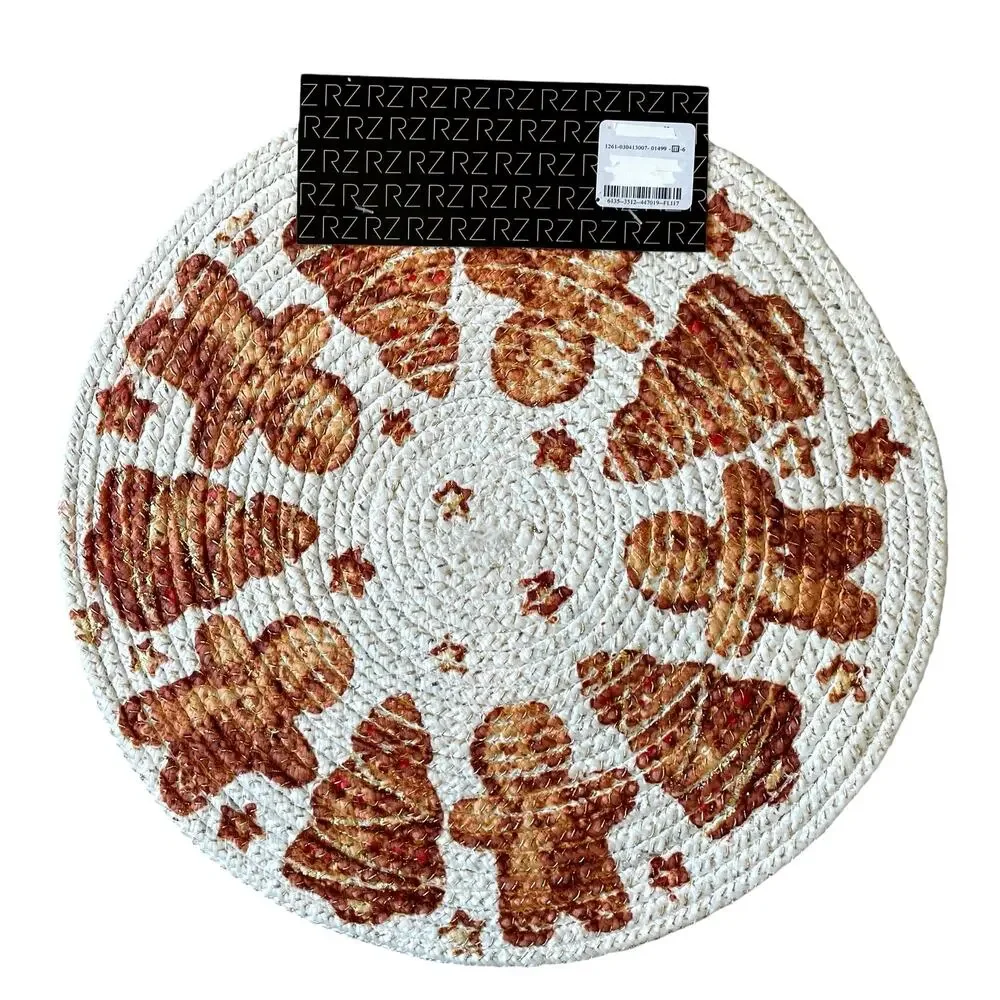 Rachel Zoe Christmas GINGERBREAD Placemat 15in Set of 4 Holiday Home Decor New